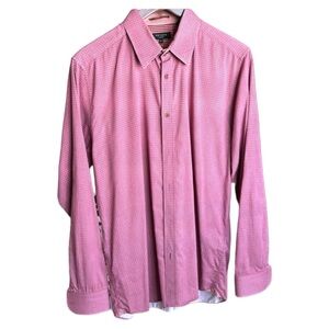 Ted Baker Red Micro Geo Prints Long Sleeves Shirt  MSRP $158.